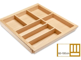 Раздвижной деревянный лоток для столовых приборов в ящик 60-100 см