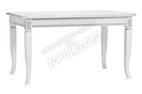стол обеденный раскладной белый с серебряной патиной